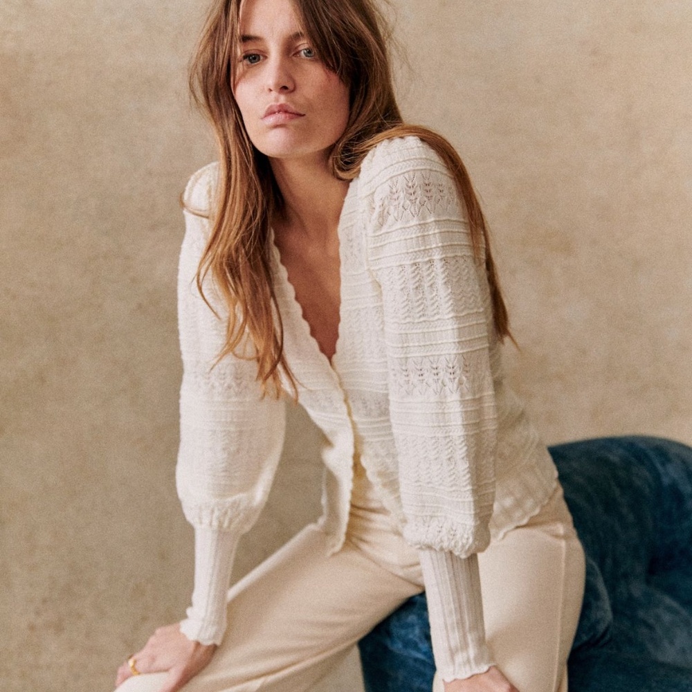 Sezane Charlotte Cardigan Ficelle - Size XXS